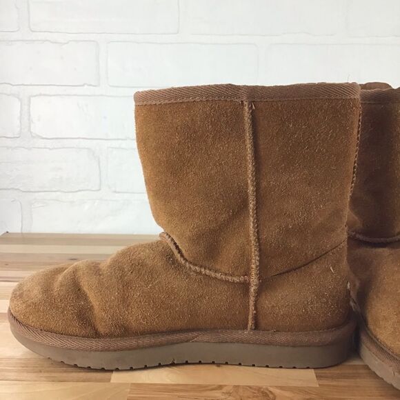 UGG tan suede leather Koolaburra black flat boots sherpa size 4 - Picture 7 of 16